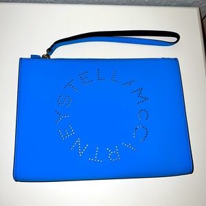NWT Stella McCartney Blue Perforated Top Zip Wristlet